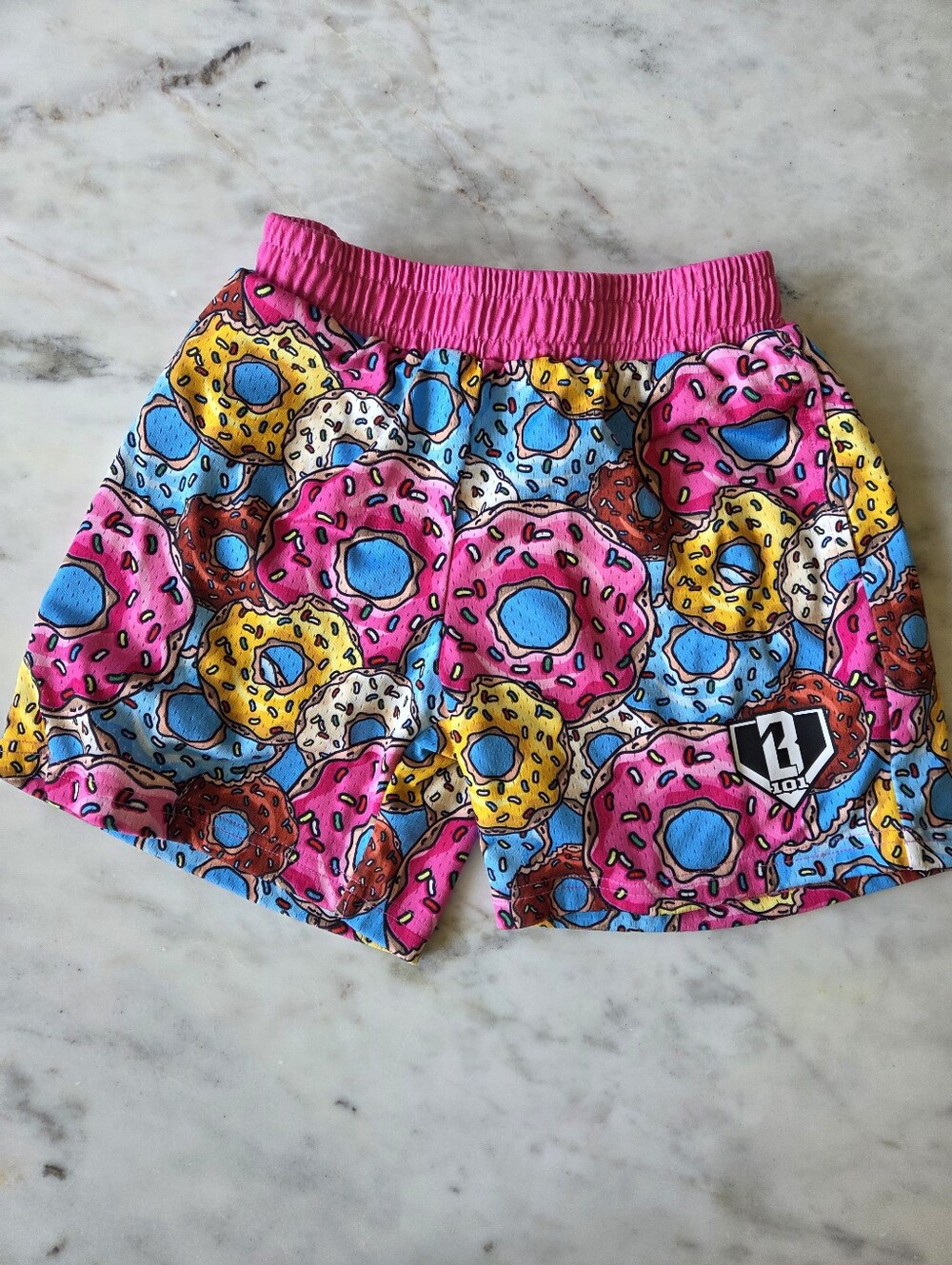 NWOT Baseball Lifestyle 101 Youth Small Donut Print Shorts - Pink Multicolor
